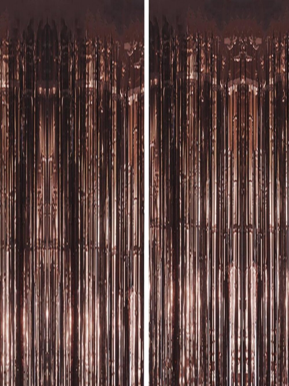 2 Pack Foil Fringe Backdrop - Brown Shiny Tinsel Curtains for Party Decoration/P